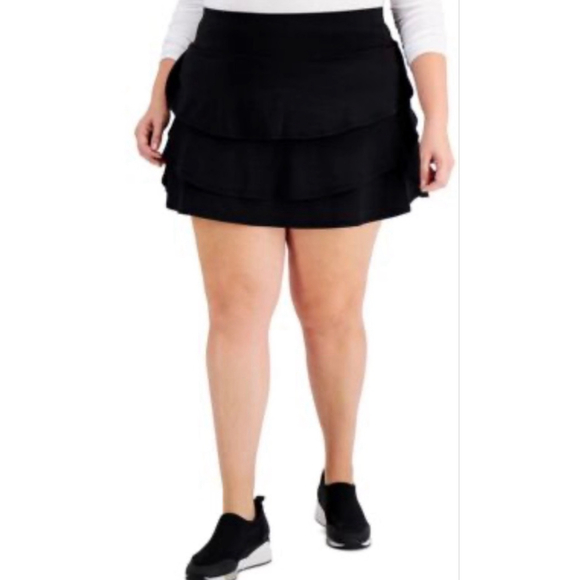 Ideology Dresses & Skirts - Women's Ideology Black Tiered Ruffle Mini Skirt with inner shorts 2X
